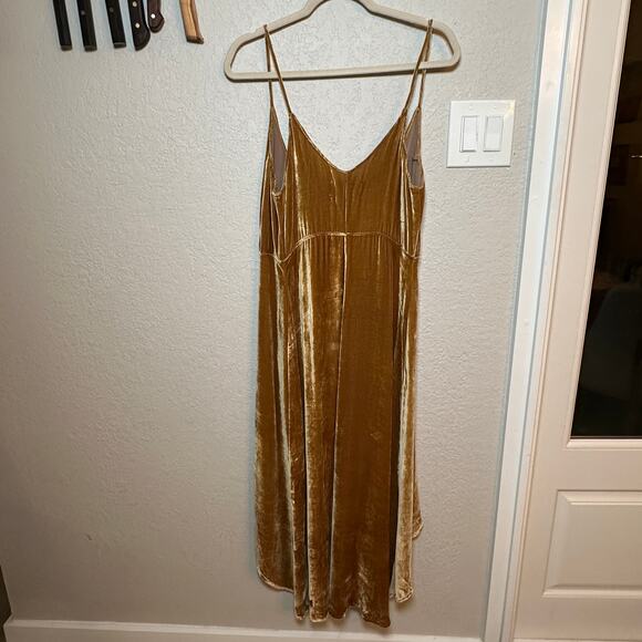 Reformation Anoush Yellow Gold Crushed Velvet Tie Front Dress – Size S - Picture 4 of 4